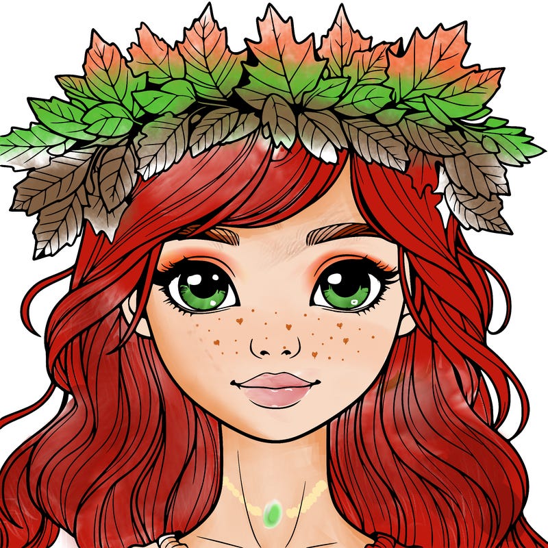 realistic girl with fall leaf crown