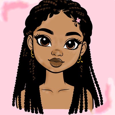 a realistic black girl with braids