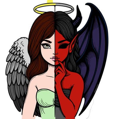 realistic angel half demon