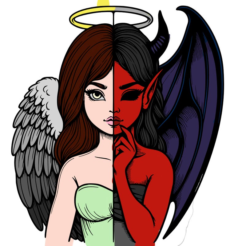 realistic angel half demon