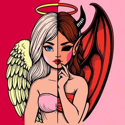 realistic angel half demon