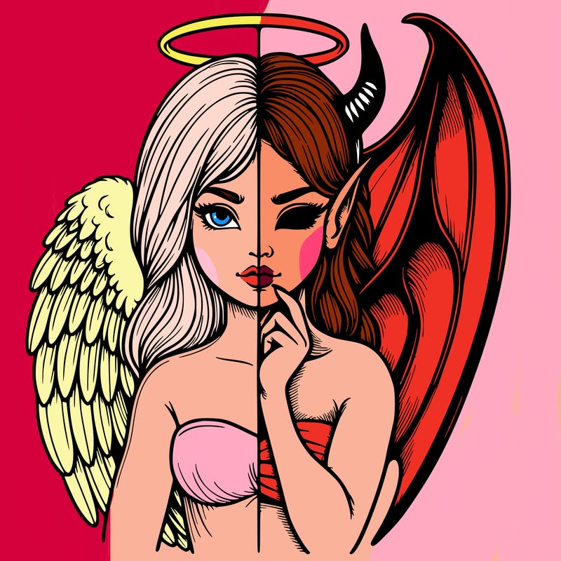 realistic angel half demon