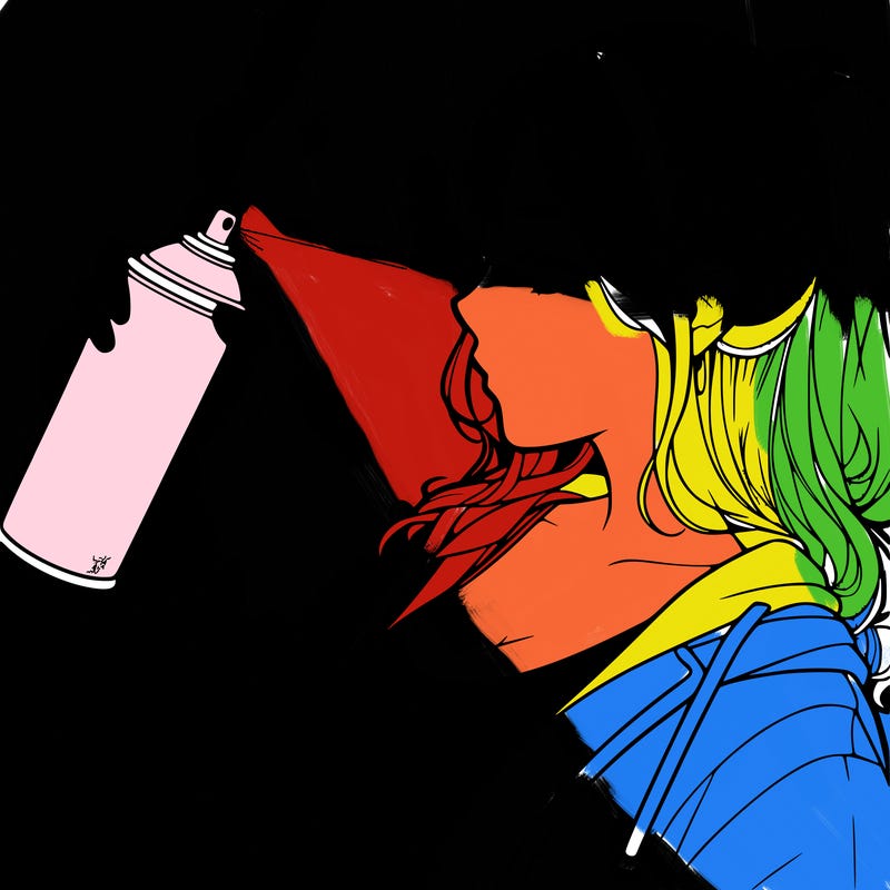 a realistic girl spray, painting