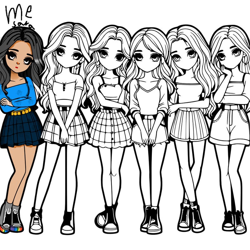 a group of girls realistic