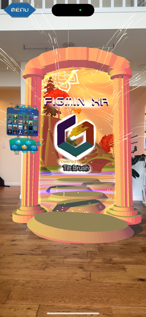 Figmin XR - An augmented reality portal and 3D design interface created with Figmin XR in a living room