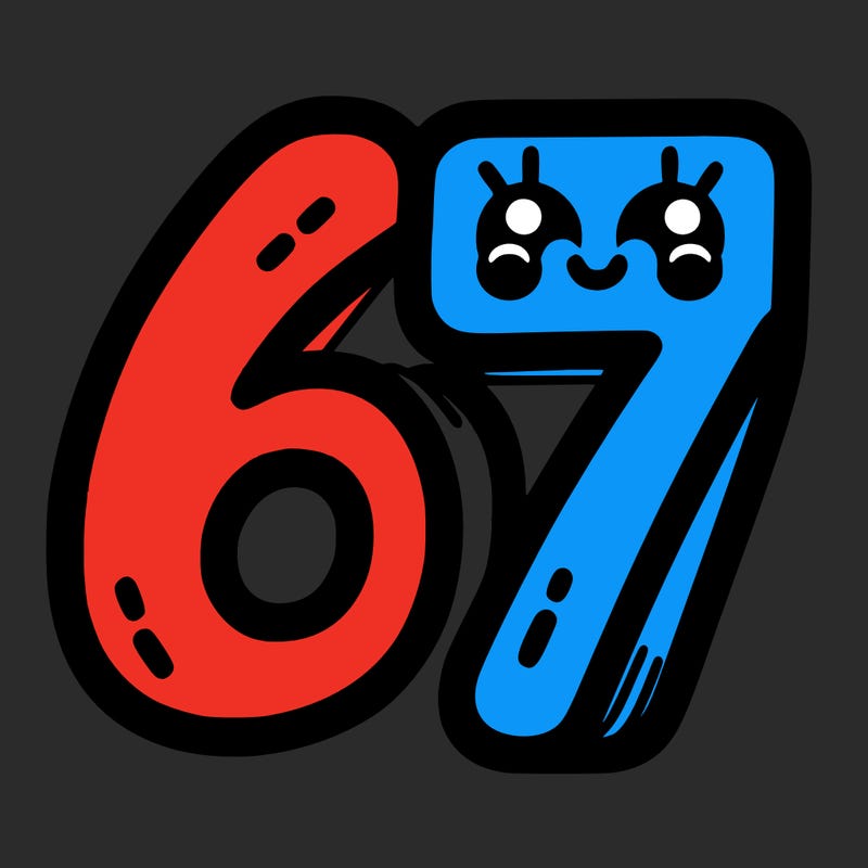 the numbers 67