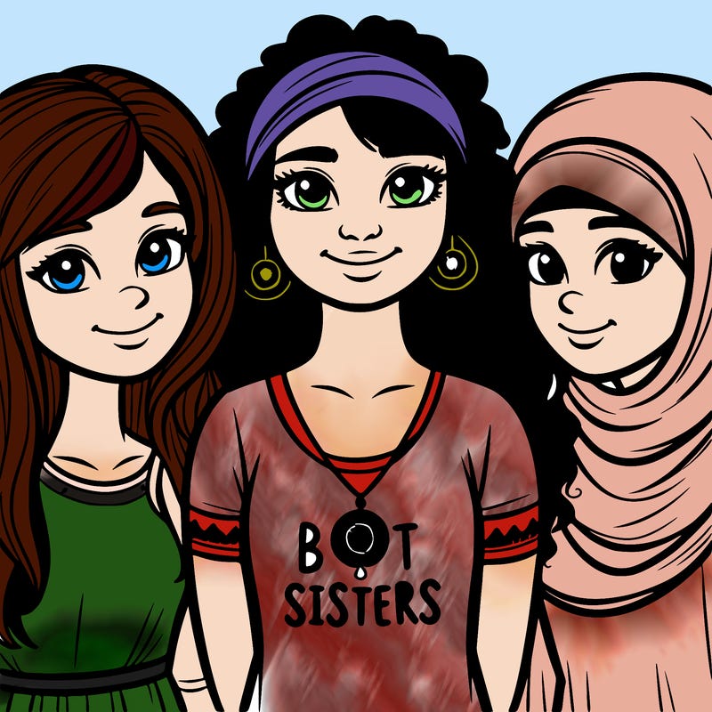 three sisters with a best sisters necklace
