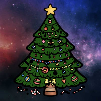christmas tree with lots of details