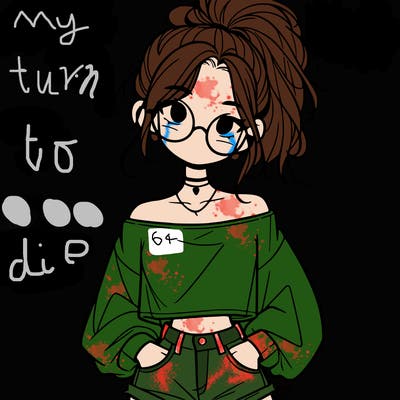 girl with a messy ponytail glasses a baggy crop top and jean shorts