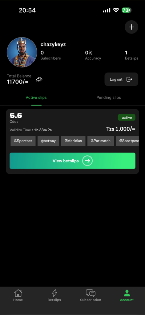 Keka App - Keka App user profile screen showing account balance and an active betting slip with 5.5 odds and links to sportsbooks.