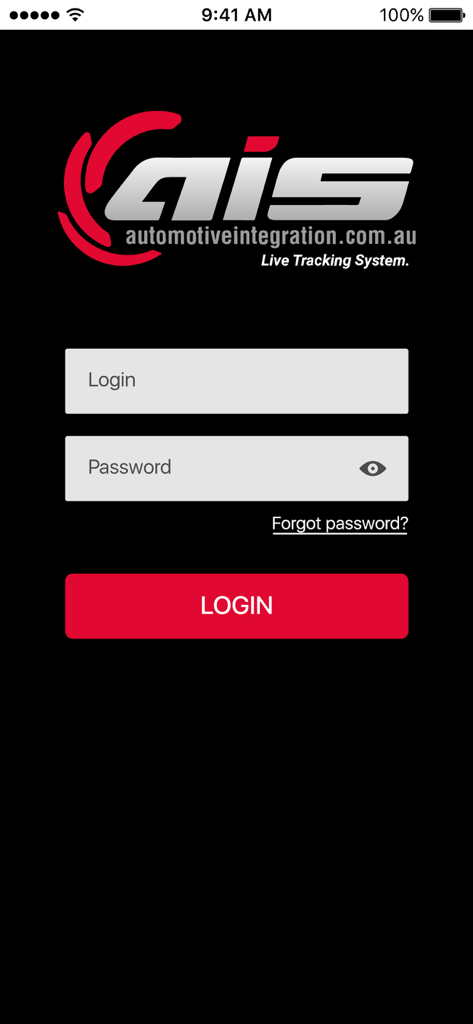 AIS Live login screen with username and password input fields and a red login button