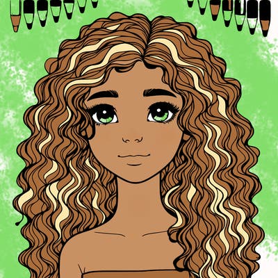 realistic girl with curly hair