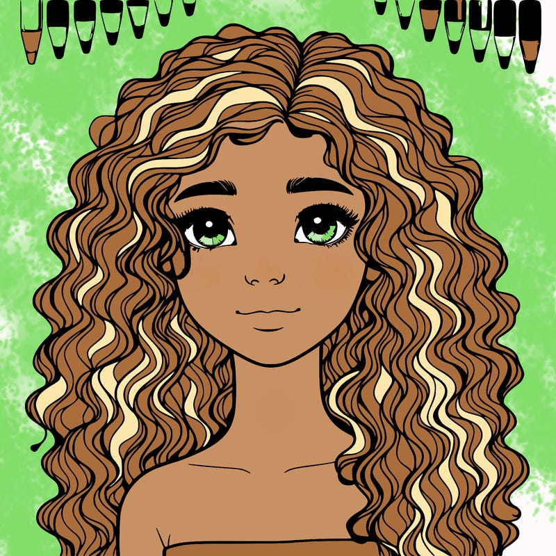 realistic girl with curly hair