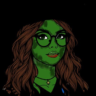 a witch with glasses realistic