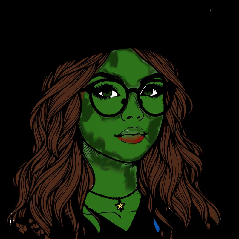 a witch with glasses realistic