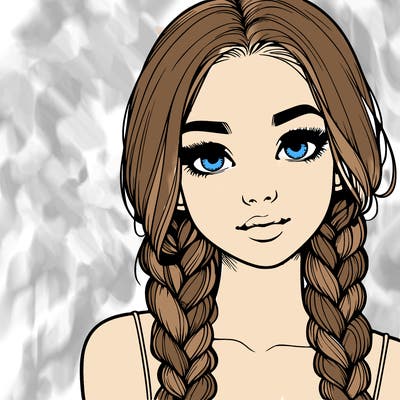 realistic girl with braids