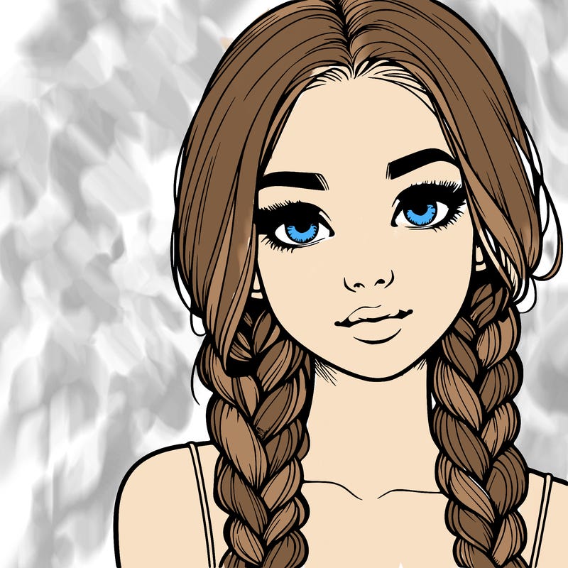 realistic girl with braids