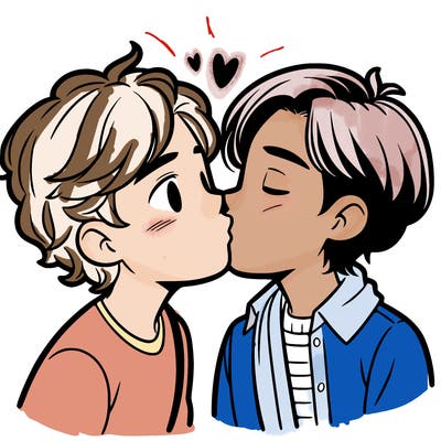 two boys kissing