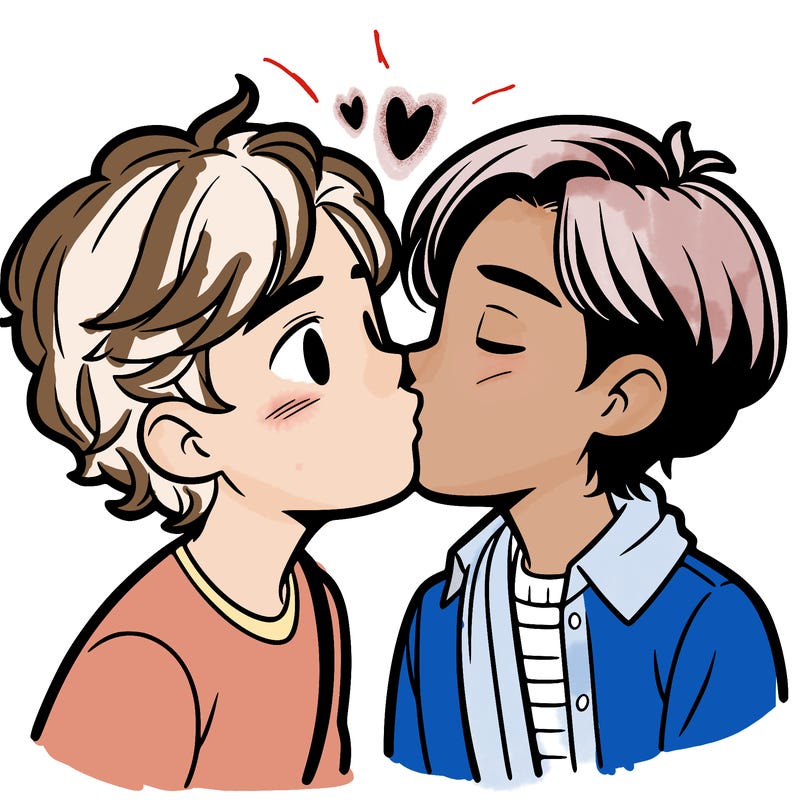 two boys kissing