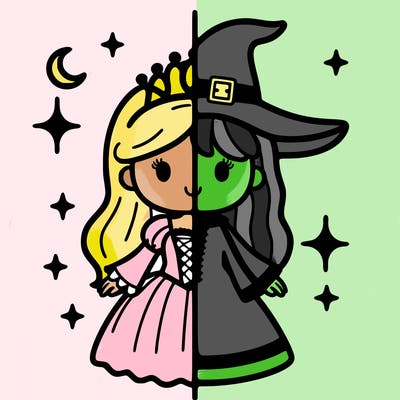 split princess and witch