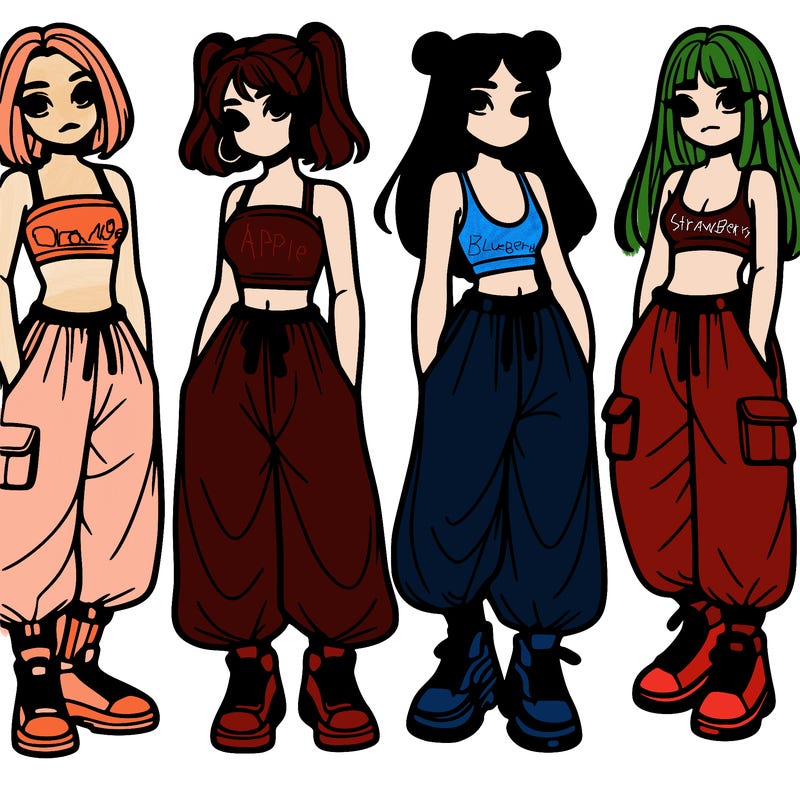 girls with crop top with baggy pants