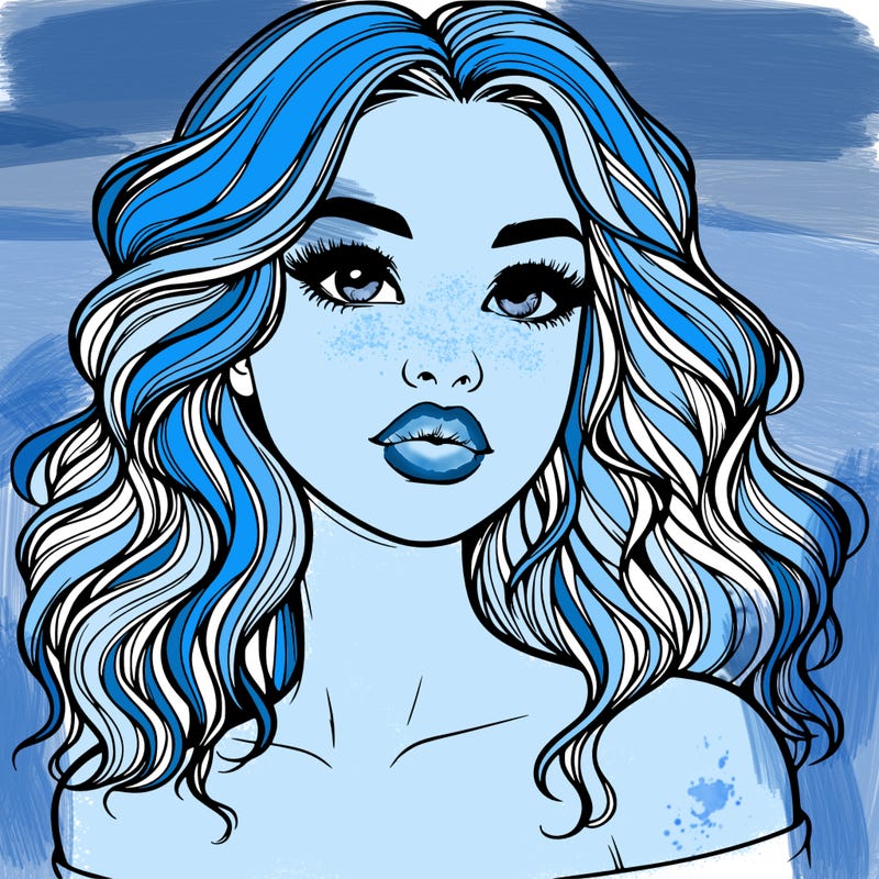 realistic girl with wavy hair and lips