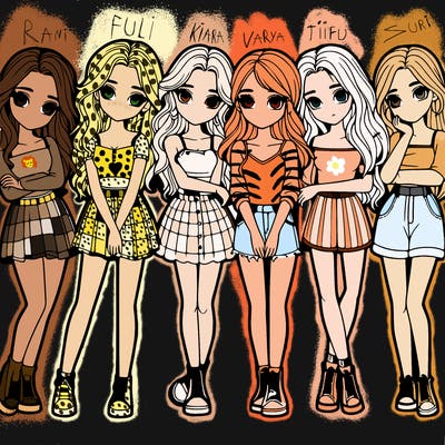 a group of girls realistic