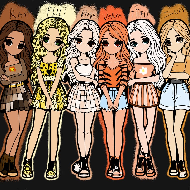 a group of girls realistic