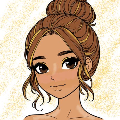 realistic pretty girl with hair in bun