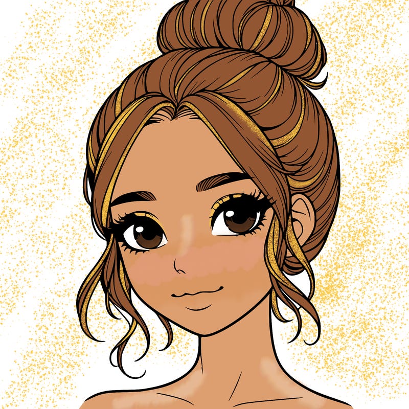 realistic pretty girl with hair in bun