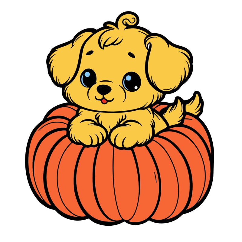 cute little puppy in a pumpkin
