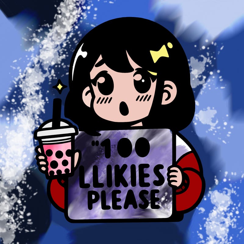 girl holding boba while saying 100 likes please