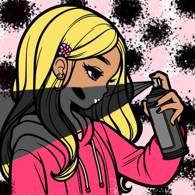 a realistic girl spray painting