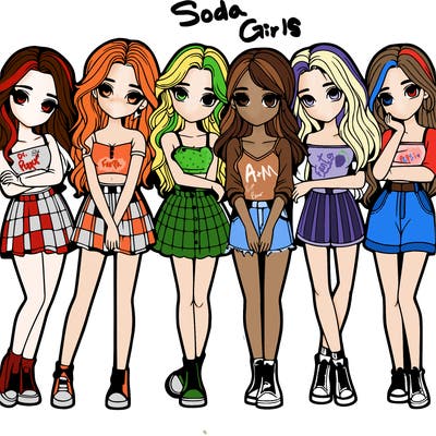 a group of girls realistic