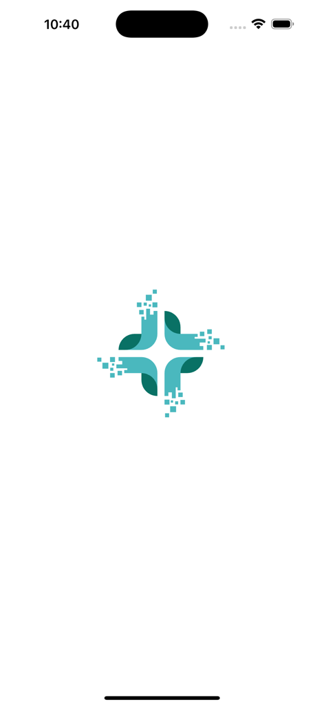 Healio app splash screen with a teal medical cross logo