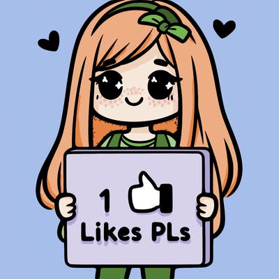 girl holding a sign saying 10 likes pls