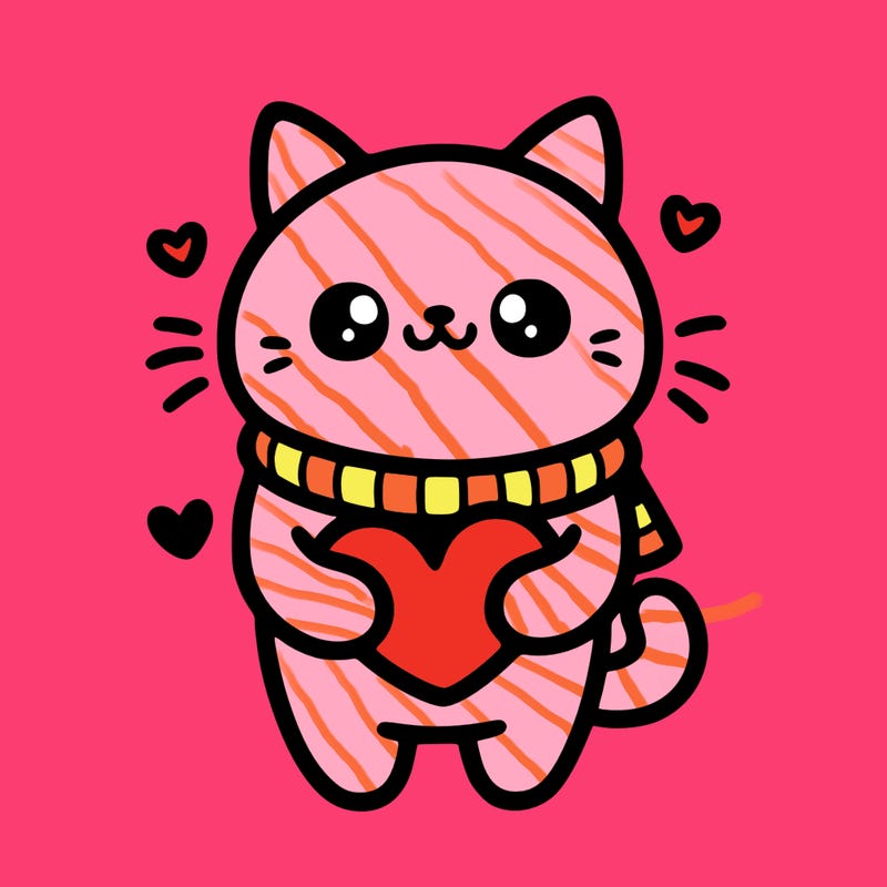 cat holding heart *cute*