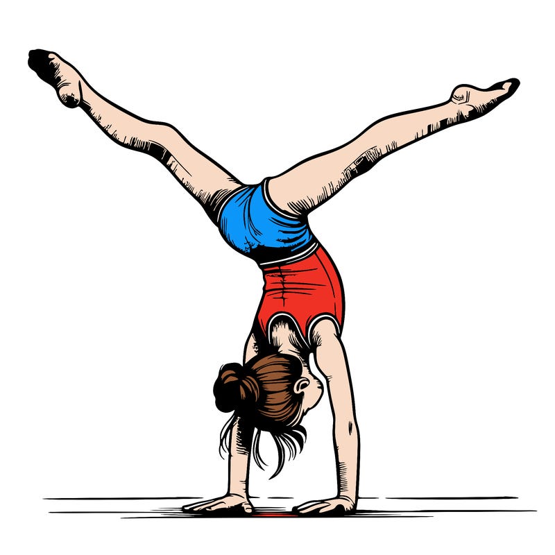 realistic gymnastic hand stand girl in four splits