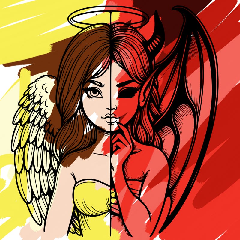 realistic angel half demon