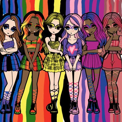 a group of girls realistic