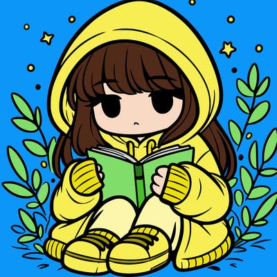 girl in oversized hoodie reading a book