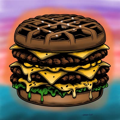 realistic waffle burger