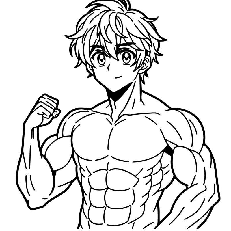 anime handsome boy with muscles