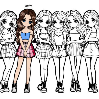 a group of girls realistic