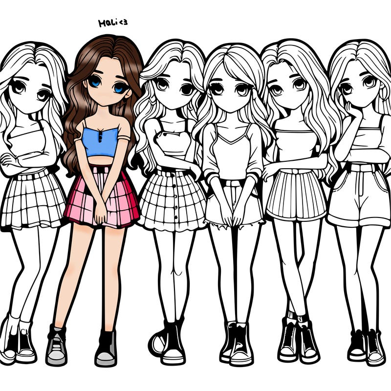 a group of girls realistic