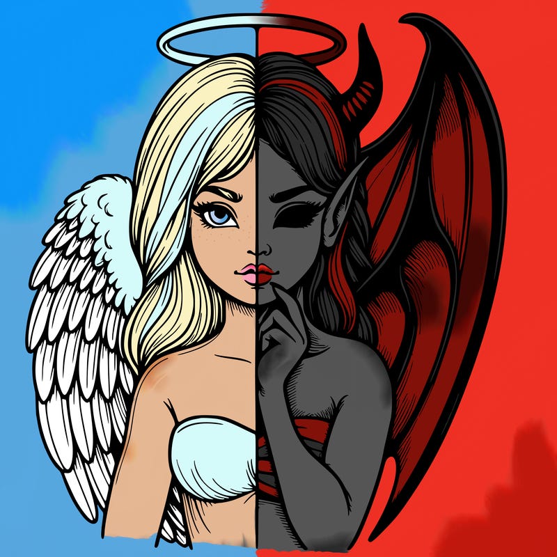 realistic angel half demon