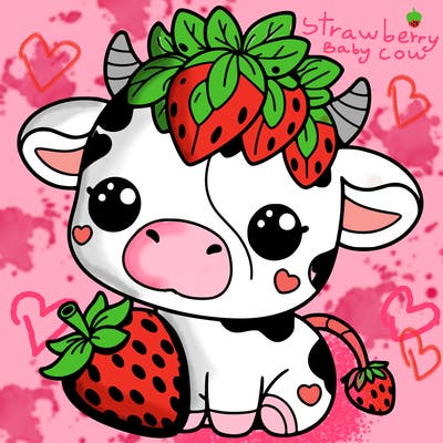 cute strawberry cow