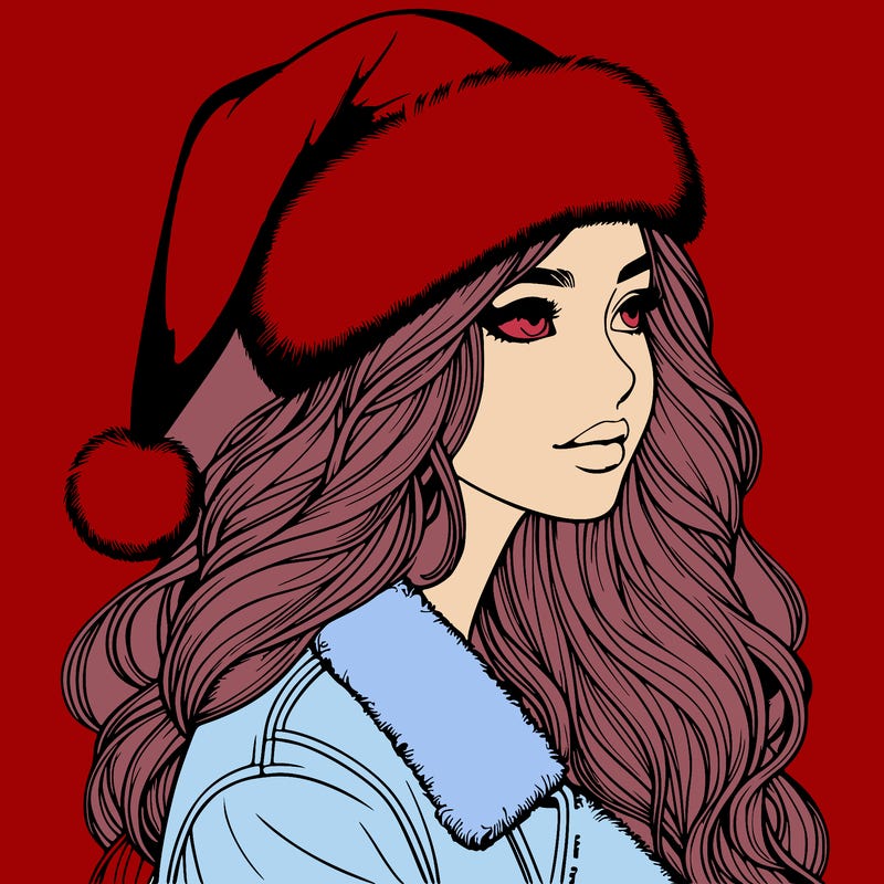 realistic girl in santa hat