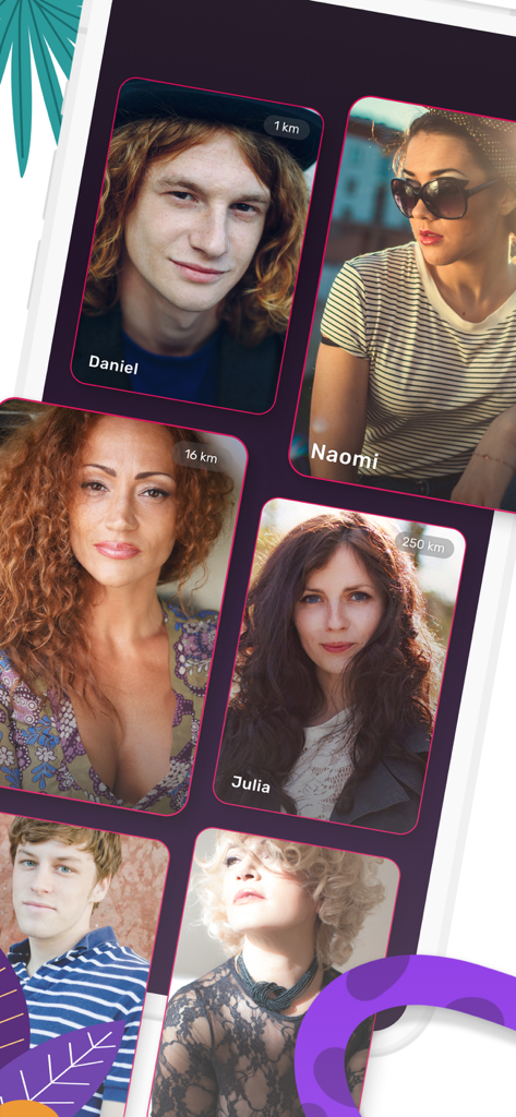 User profile grid on Siren dating app showing potential matches for singles over 30