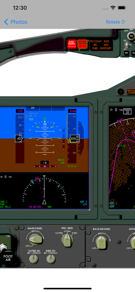 iBOEING Type Rating Prep - Interactive Boeing cockpit primary flight display and instrument panel for pilot training